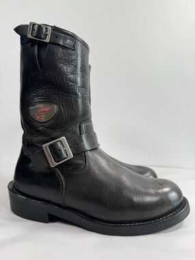 Red Wing Men’s Leather Engineer Boots Size 9.5 D Style 968 Black Motorcycle Boot